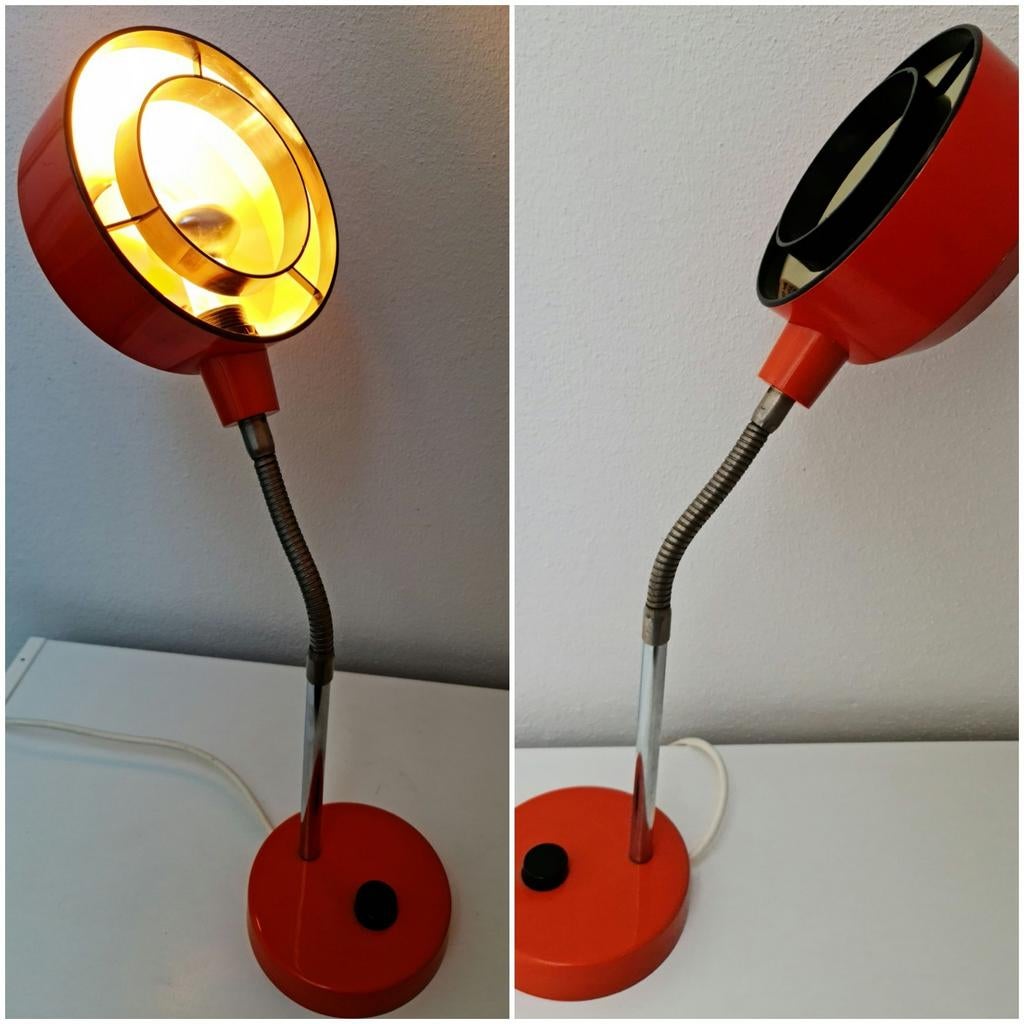 Tafellamp bureaulamp retro cobra ontwerp Jakobsson oranje, Ophalen, Gebruikt, Vintage retro seventies interieur design, Minder dan 50 cm