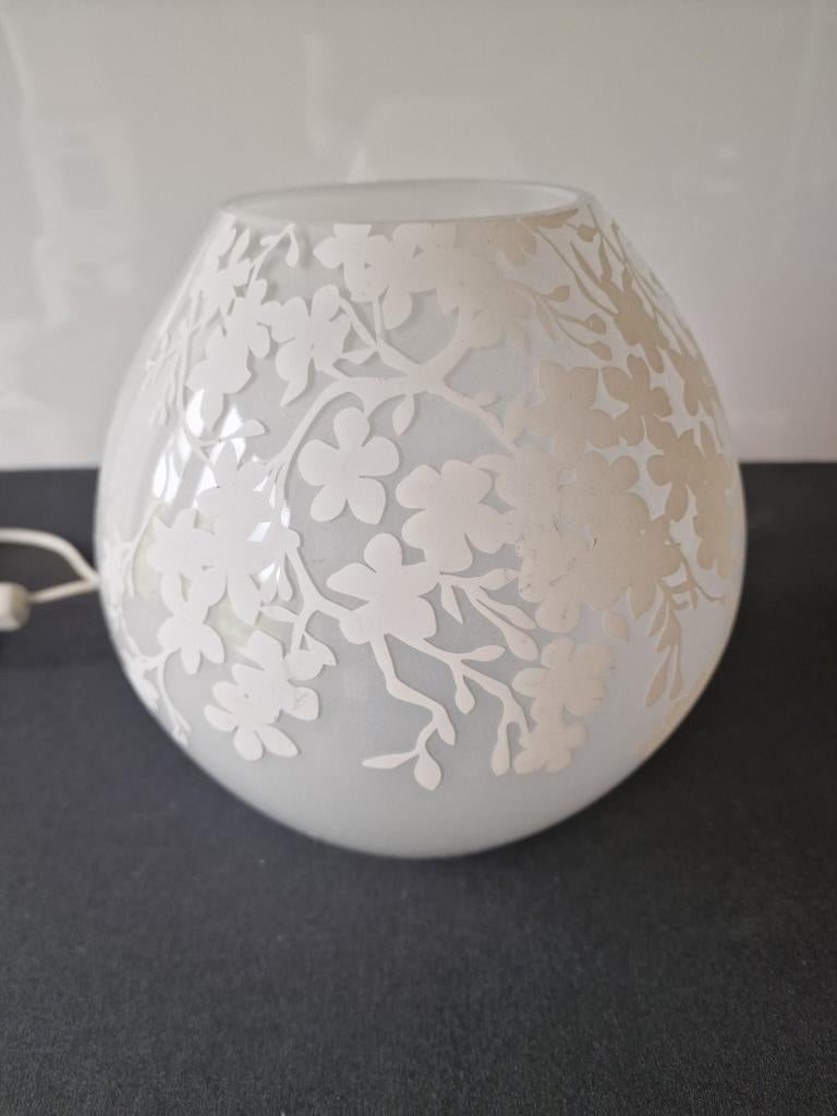 Ikea Knubbig lazen tafellamp met bloemmotief, Ophalen, Glas, Minder dan 50 cm