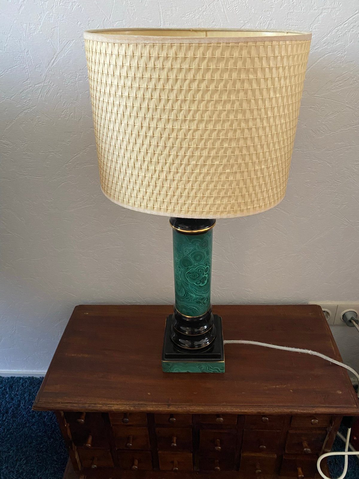 Vintage Tafellamp uit de jaren '70 - Keramiek met Gouden Acc, Ophalen of Verzenden