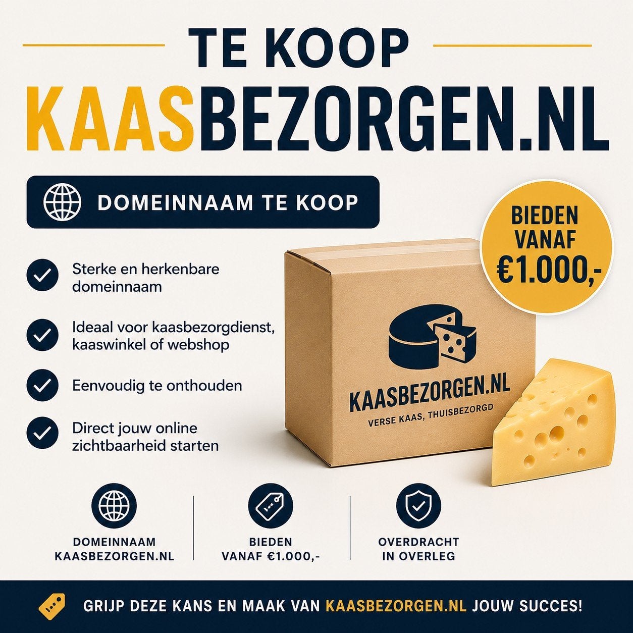 Te koop domeinnaam Kaasbezorgen .nl