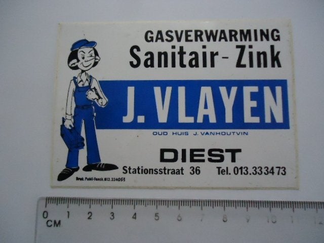 sticker oud Strip Belgie Diest Vlayen retro vintage tech, Verzenden, Zo goed als nieuw, Bedrijf of Vereniging