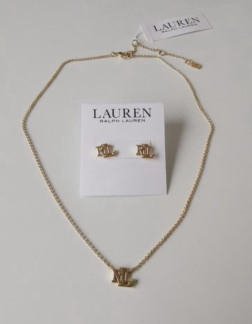 Ralph Lauren ketting met RL-logo hanger, Sieraden, Tassen en Uiterlijk, Nieuw, Ophalen of Verzenden, Goud, Overige materialen