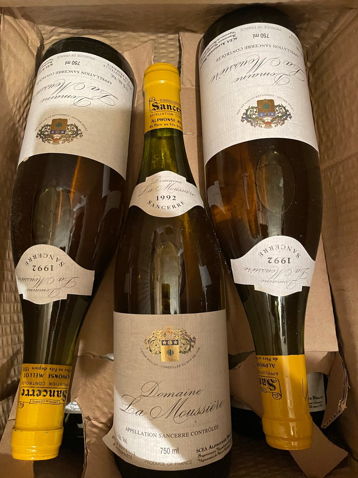 Zes flessen Domaine La Moussière Sancerre 1992, Frankrijk, Nieuw, Ophalen of Verzenden, Witte wijn