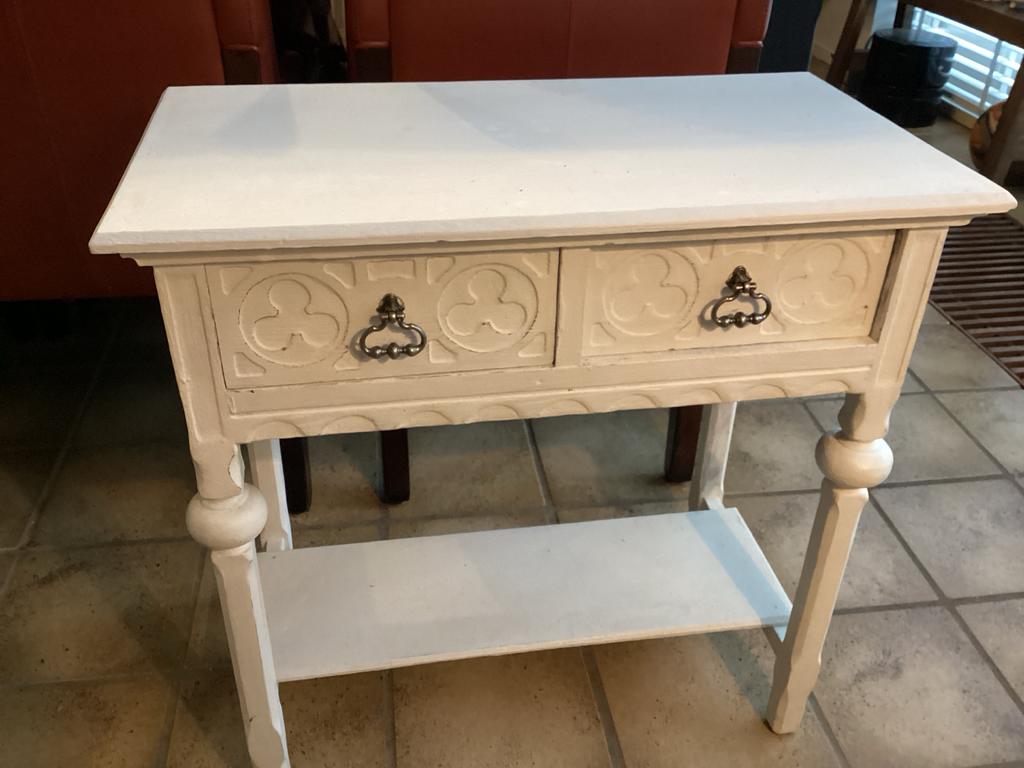 Vintage sidetable met lades 56 cm breed, Ophalen, Gebruikt, 50 tot 100 cm, Overige houtsoorten