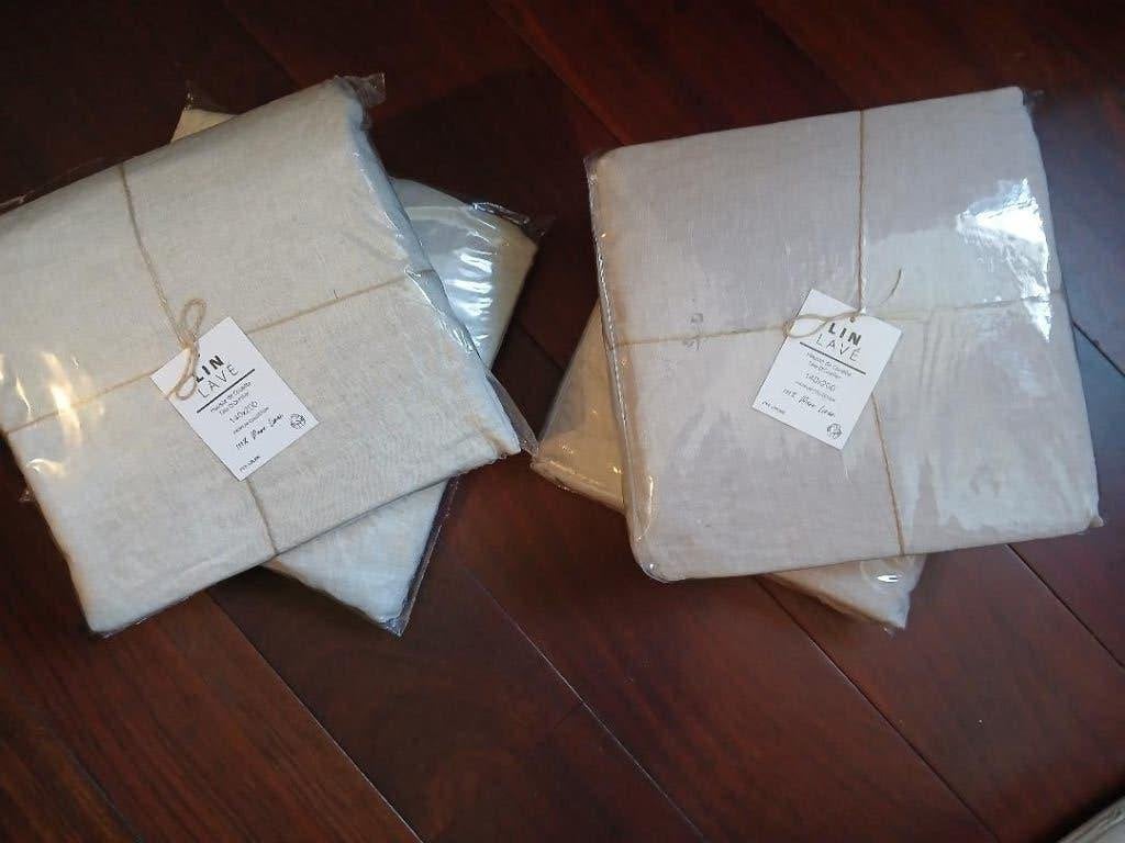 100 % Linnen dekbedovertrek beige 140 x 200 2 stuks 140x200, Beige, Dekbedovertrek, Ophalen of Verzenden, Nieuw