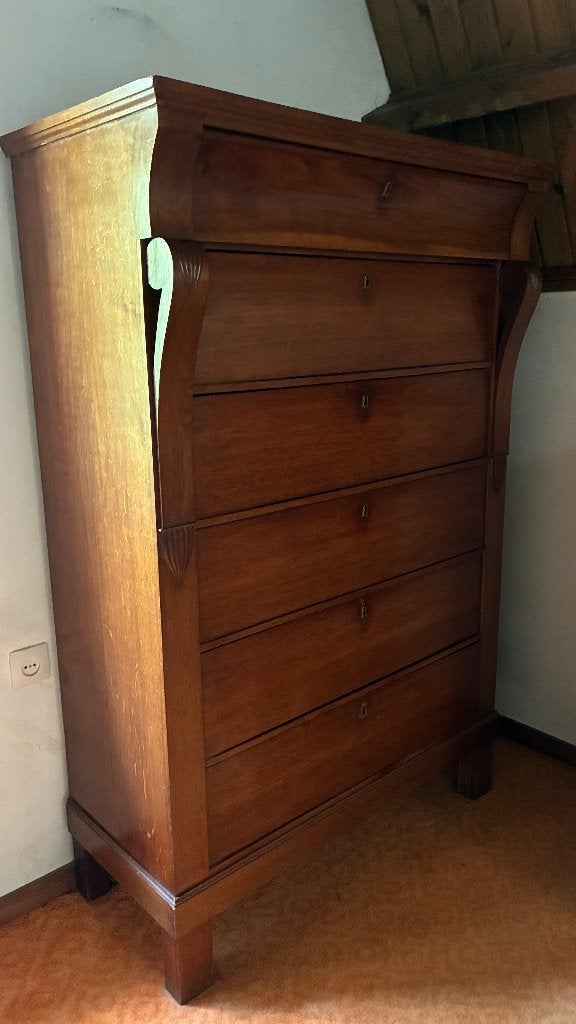 Antiek eiken ladenkast kast chiffoniere, Huis en Inrichting, Ophalen, Gebruikt, 100 tot 150 cm, 5 laden of meer