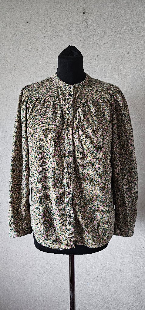 Vintage corduroy blouse met bloemenprint maat xs (8125), Maat 38/40 (M), Meerkleurig, Ophalen of Verzenden, Vintage