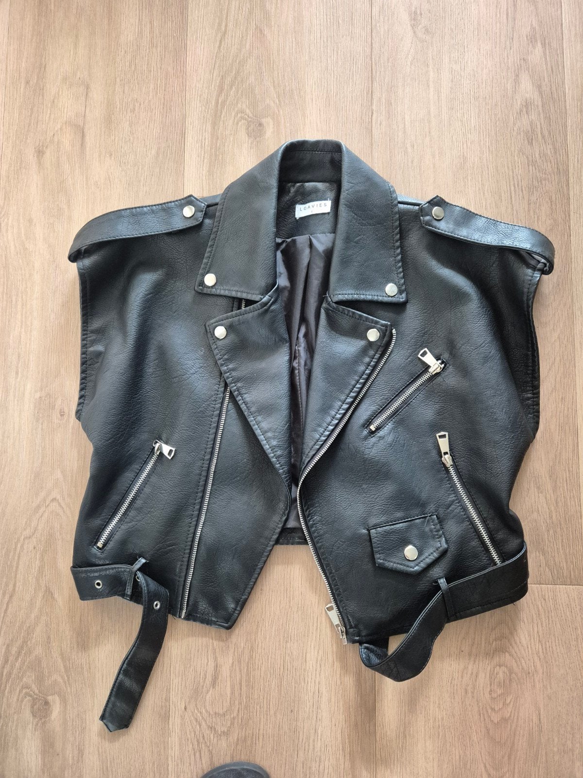 Loavies Zwart Leather Look Biker Gilet Maat S, Kleding | Dames, Zwart, Ophalen of Verzenden, Maat 36 (S), Loavies