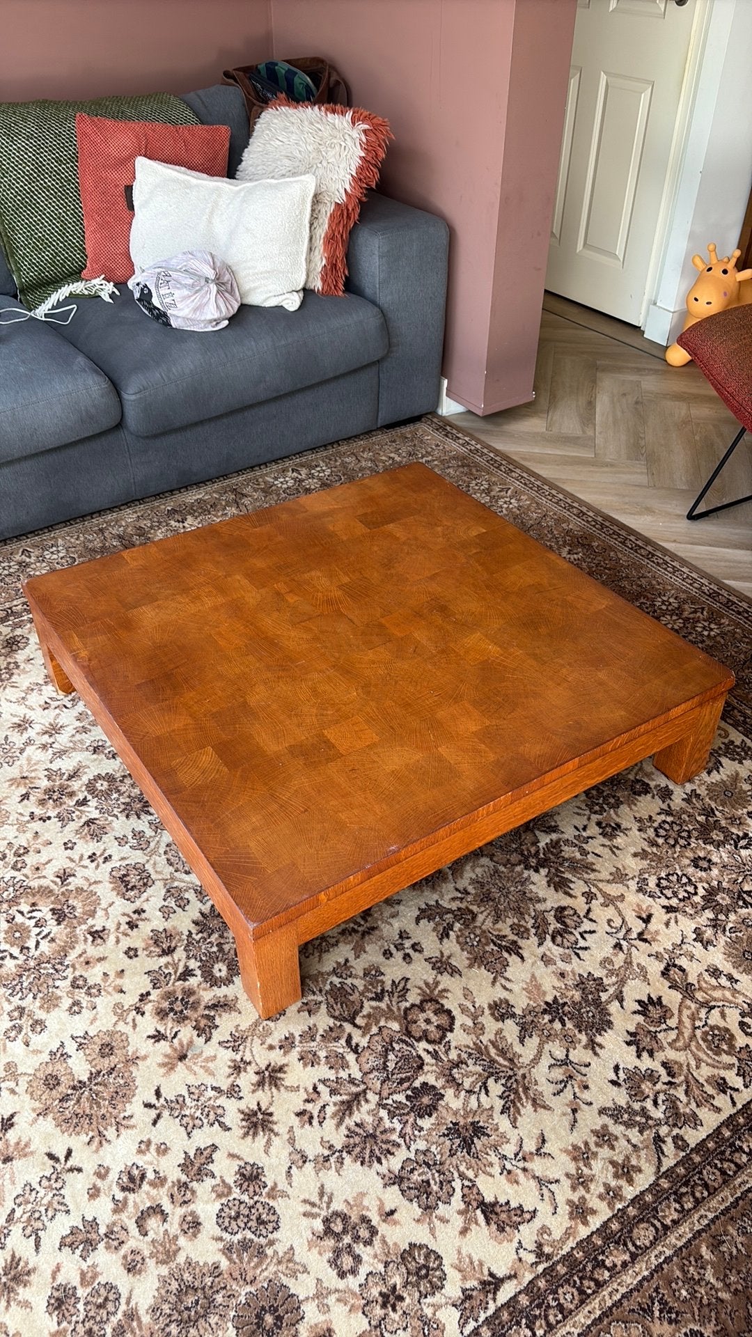 Van Rossum massief kopshouten eiken tafel, Huis en Inrichting, Tafels | Salontafels, Ophalen, Gebruikt, 50 tot 100 cm, Eikenhout