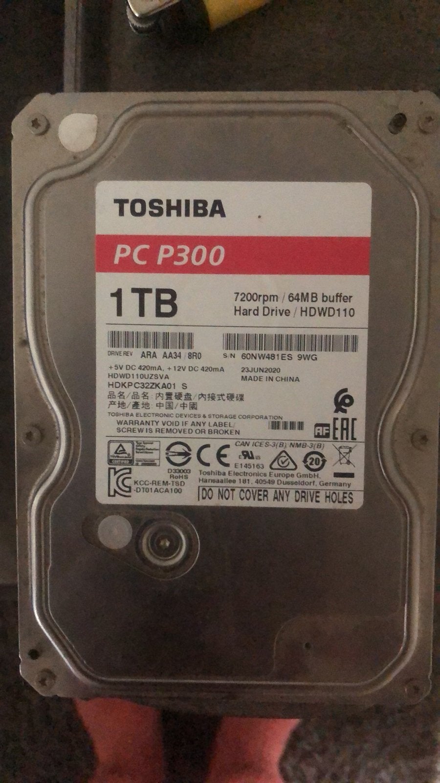 Harde schijf 1 terrabite pc, Ophalen, Zo goed als nieuw, Desktop, USB