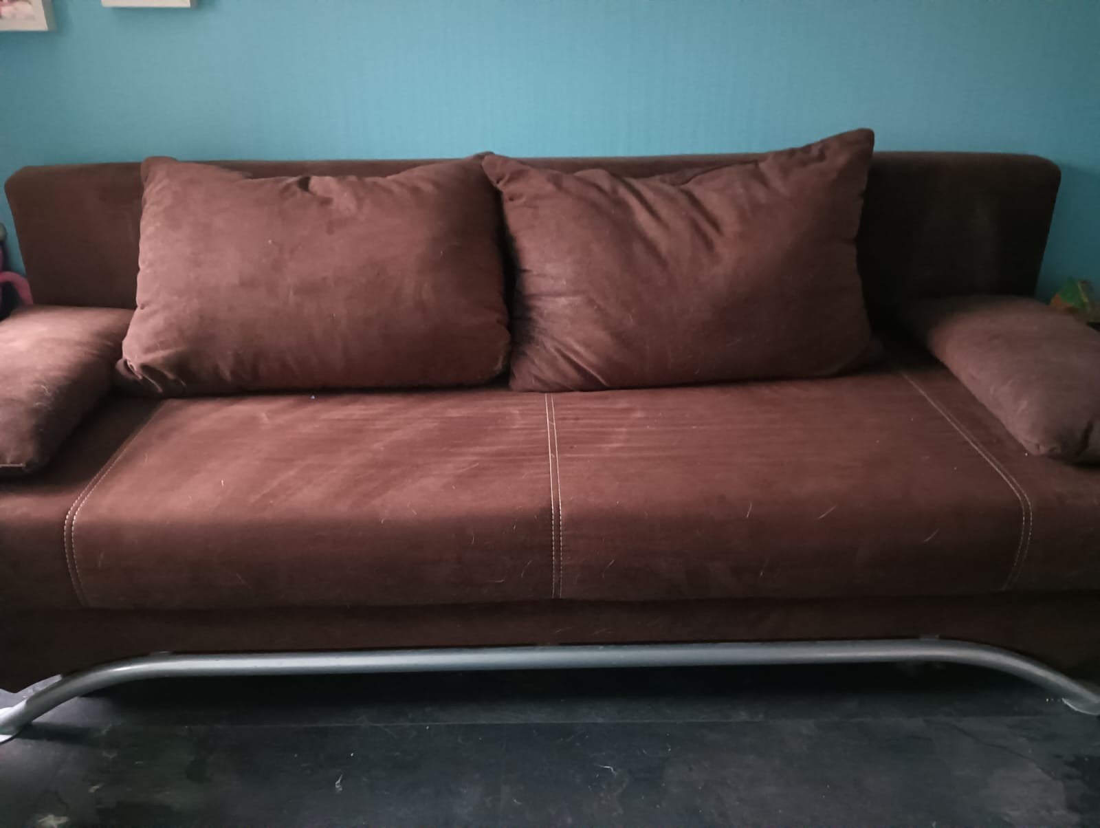 Slaapbank, donker bruin, Huis en Inrichting, Ophalen, Gebruikt, Stof