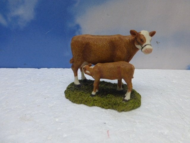 luville cow and calf kerstdorp koeien figurines boerderij, Ophalen of Verzenden, Zo goed als nieuw