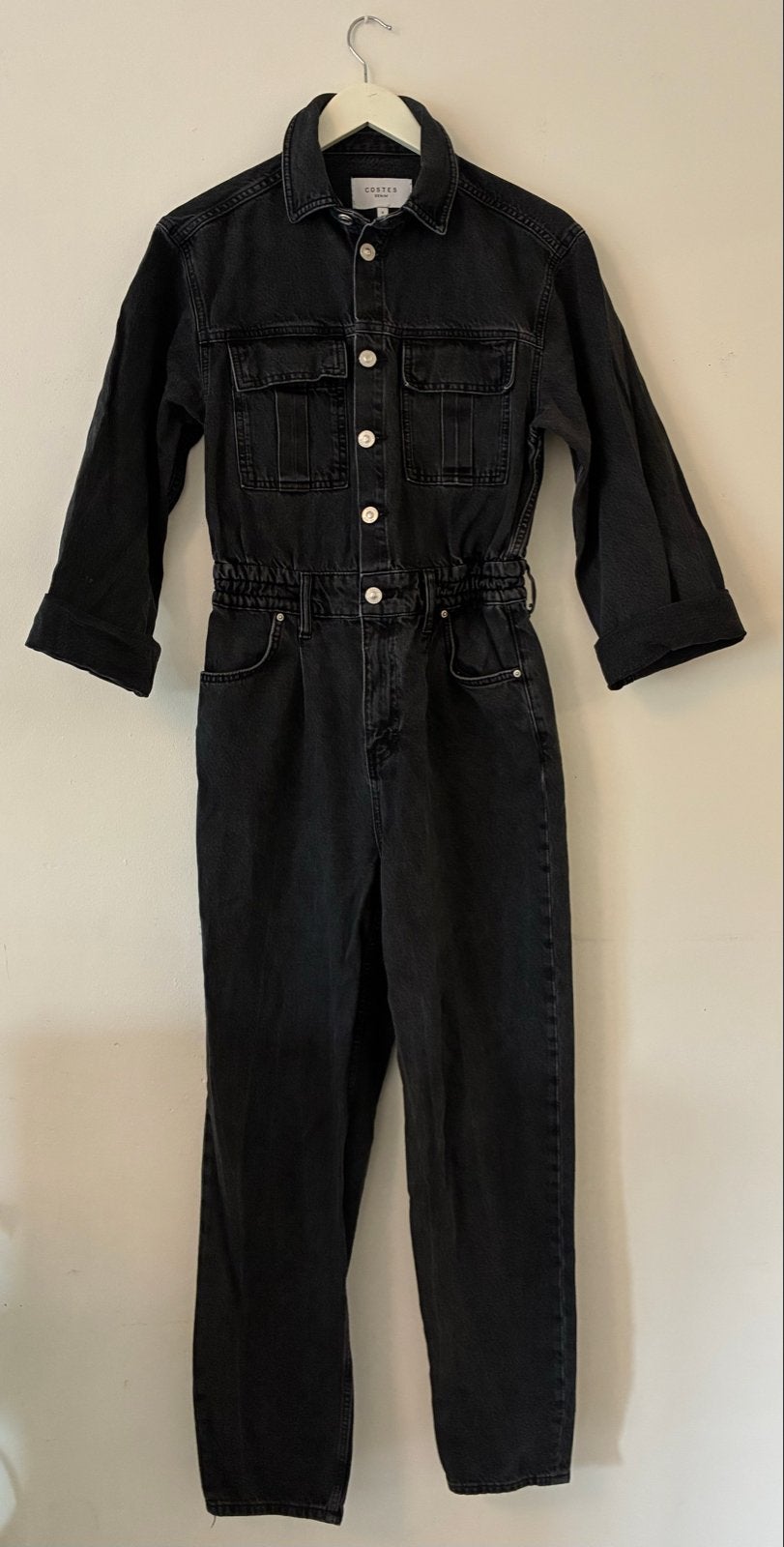 Costes zwarte stoere jeans jumpsuit Maat M, Kleding | Dames, Jumpsuits, Ophalen of Verzenden, Gedragen, Maat 38/40 (M), Zwart