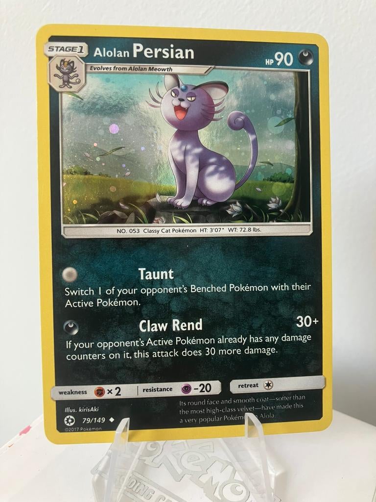 Alolan Persian 79/149 - Sun and Moon - Cosmos Holo, Ophalen of Verzenden, Zo goed als nieuw, Losse kaart, Foil