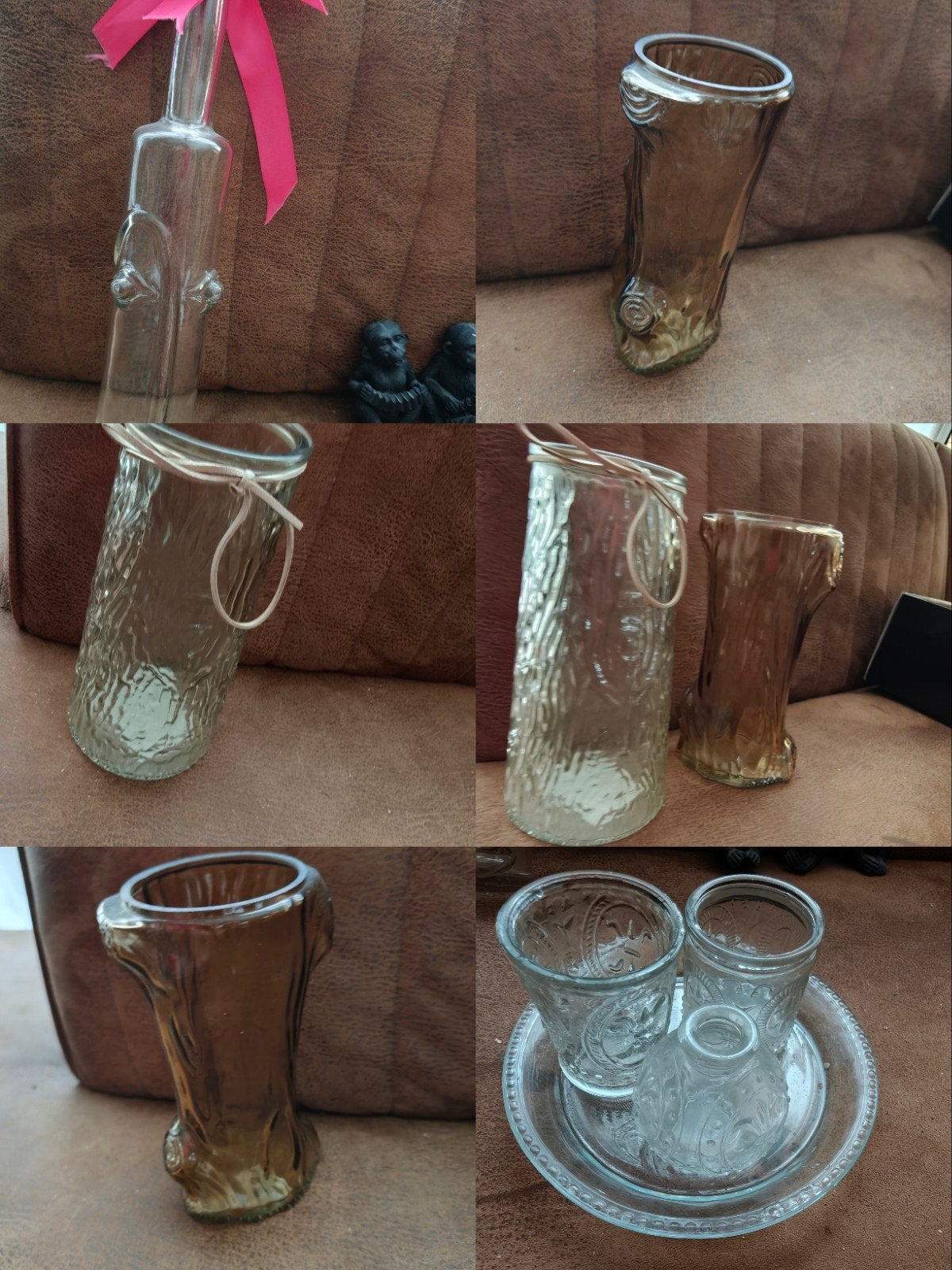 Set van 3 vaasjes en glazen voor tafeldecoratie, Ophalen of Verzenden