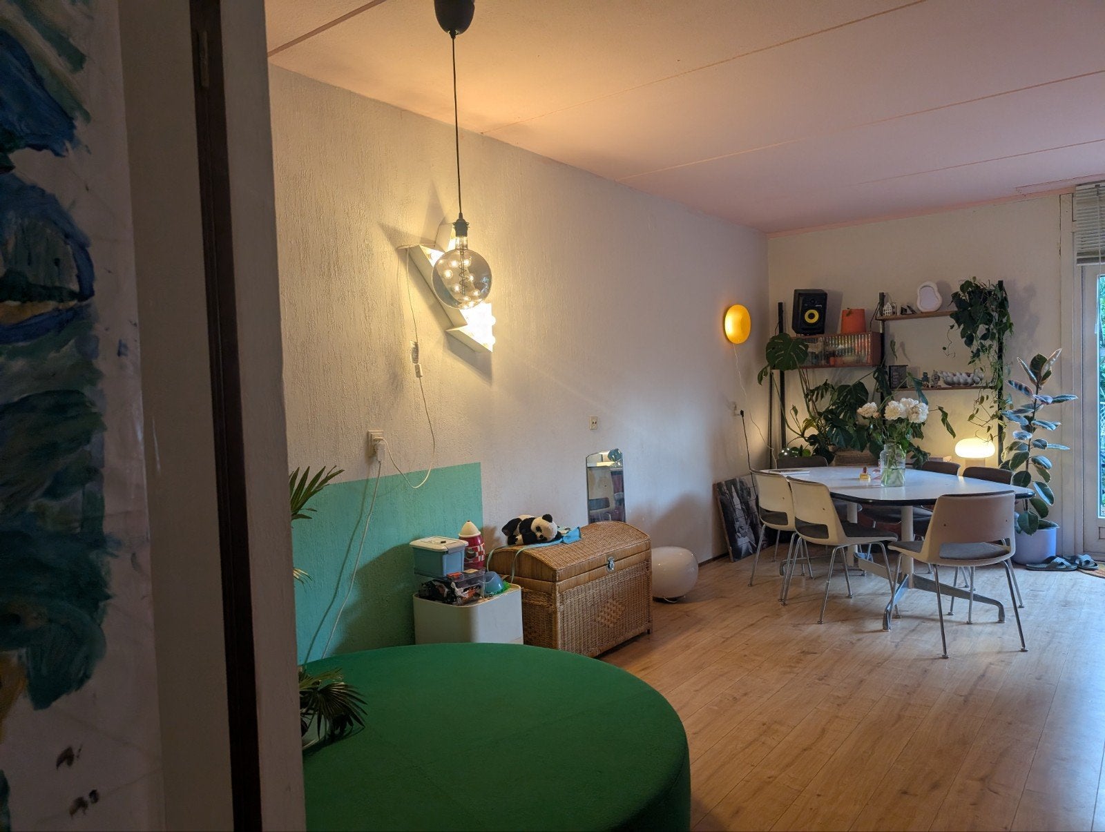 Herman Miller Eames Tafel met Origineel Chrome Onderstel, Gebruikt, 100 tot 150 cm, Overige materialen, 150 tot 200 cm