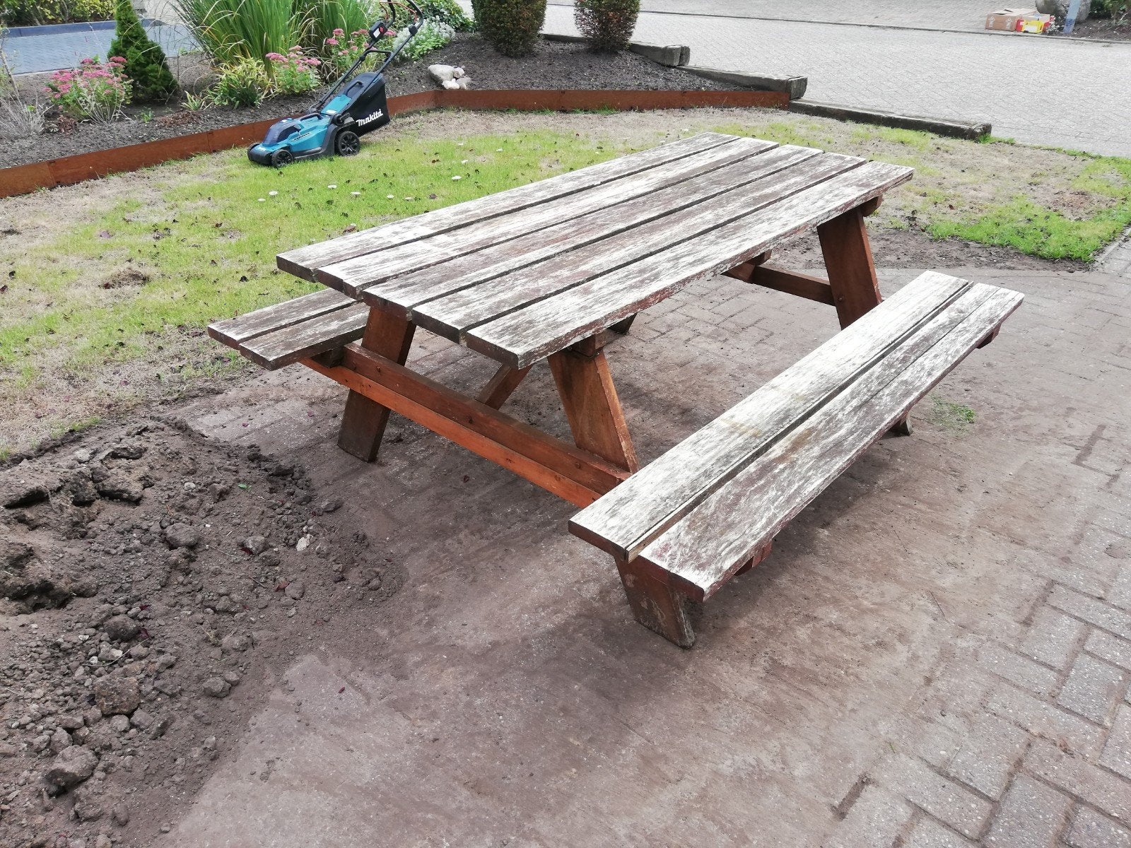 picknick tafel hardhout gratis, Ophalen, Gebruikt, Rechthoekig, Hout