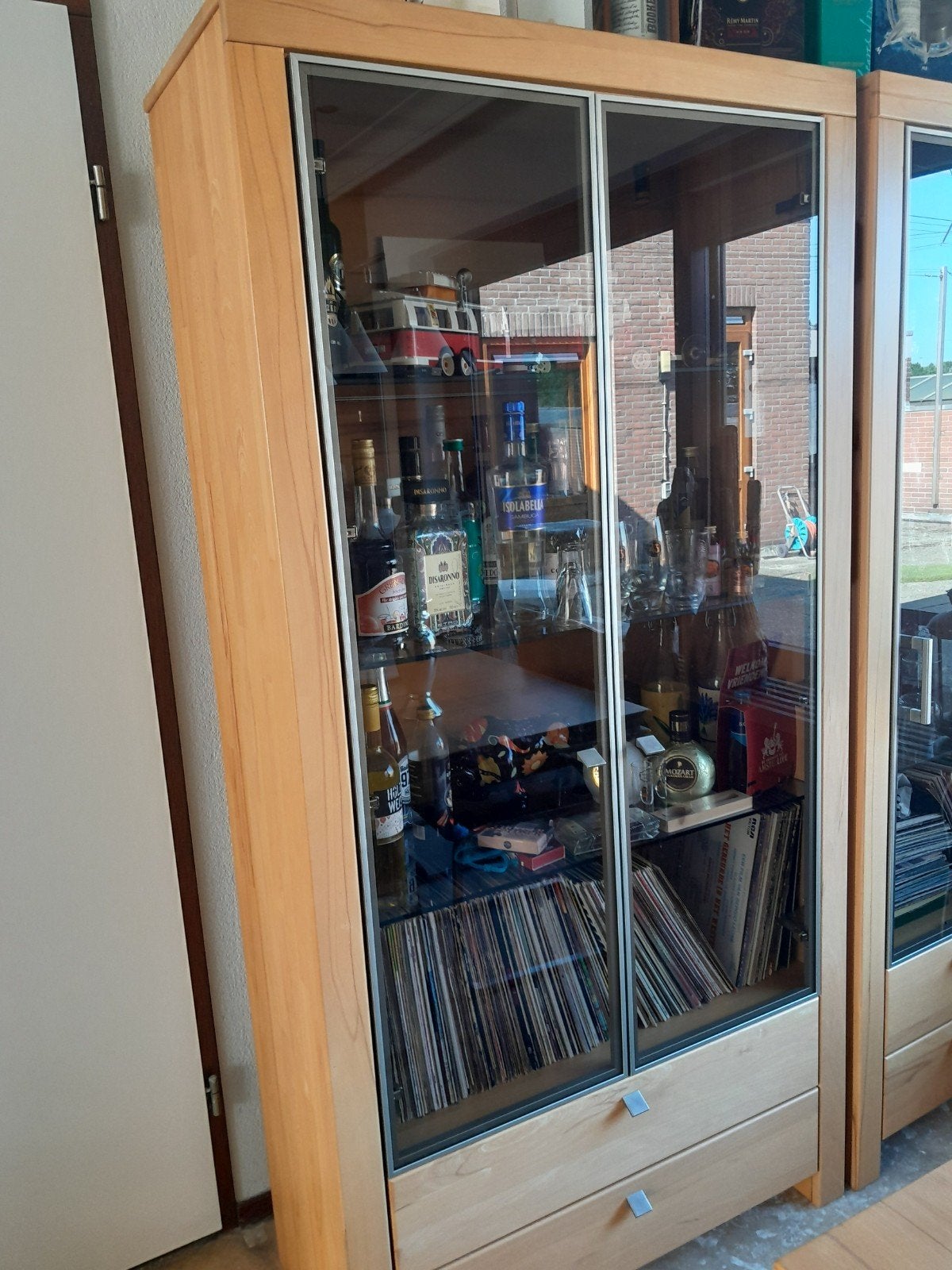Vitrinekasten (ook per stuk) Massief licht eiken, Ophalen, Glas, 50 tot 100 cm, Modern, Tijdloos
