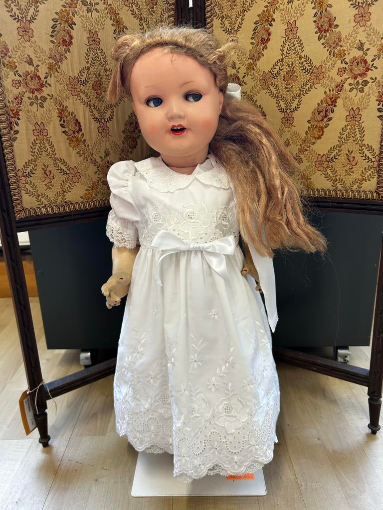 Antieke Armand Marseille pop, 65 cm, met slaap- en flirtogen, Ophalen of Verzenden, Gebruikt, Pop