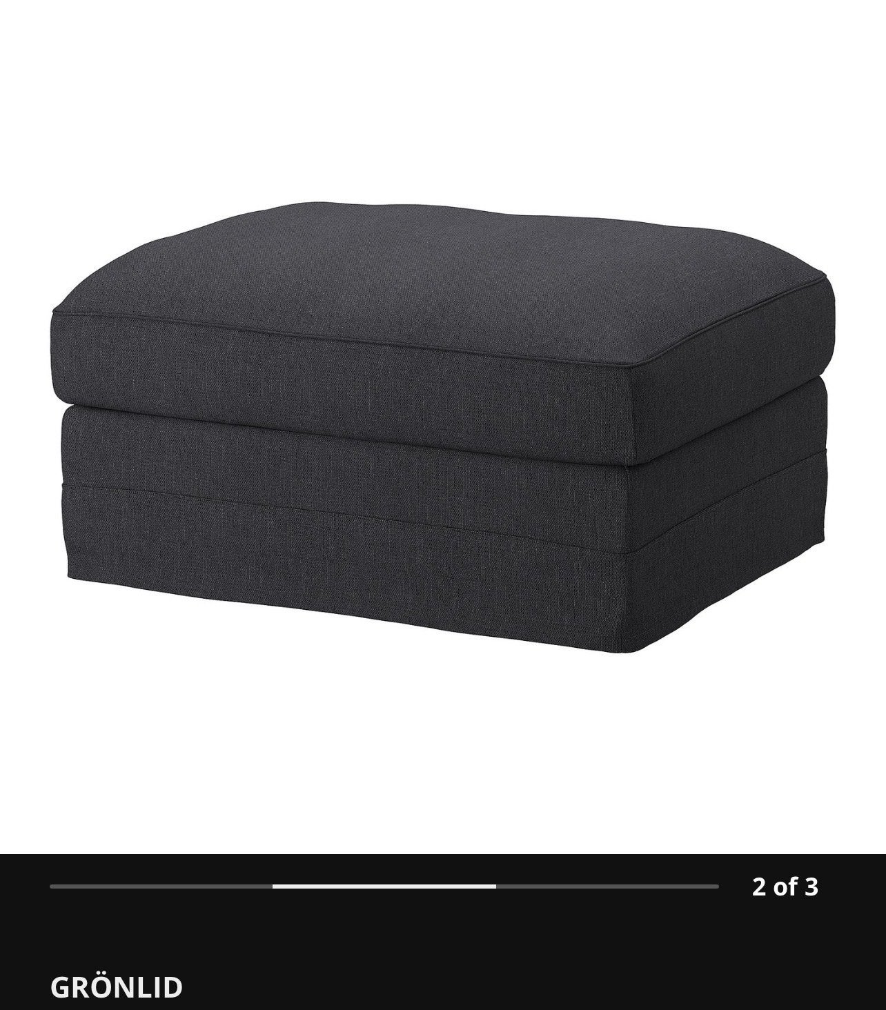 IKEA GRÖNLID voetenbank met opbergruimte, donkergrijs, Ophalen, Zo goed als nieuw, 75 tot 100 cm, Stof
