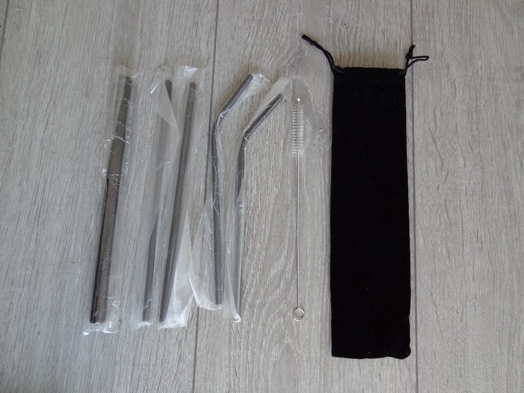 NIEUW! Set Van 5 RVS Rietjes Zwart/Antraciet >Snelle Verzend, Bestekset, Overige typen, Nieuw, Ophalen of Verzenden