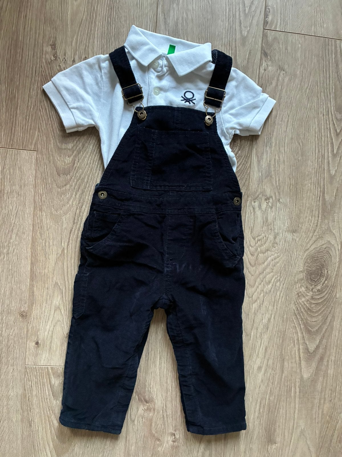 Zara Baby Boy Corduroy Salopette en polo Benetton Maat 86, Ophalen of Verzenden, Zo goed als nieuw, Jongetje