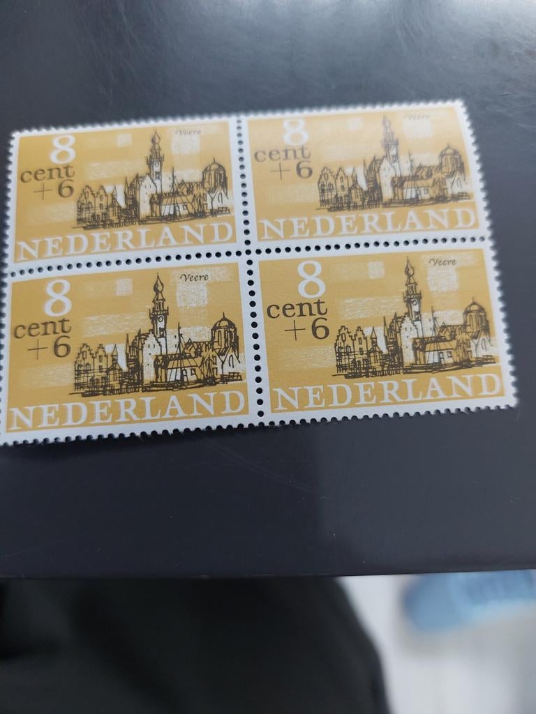 Nederlandse postzegels Veere 8 cent + 6 (blok van 4), Postzegels en Munten, Postzegels | Nederland, Ophalen of Verzenden, Na 1940