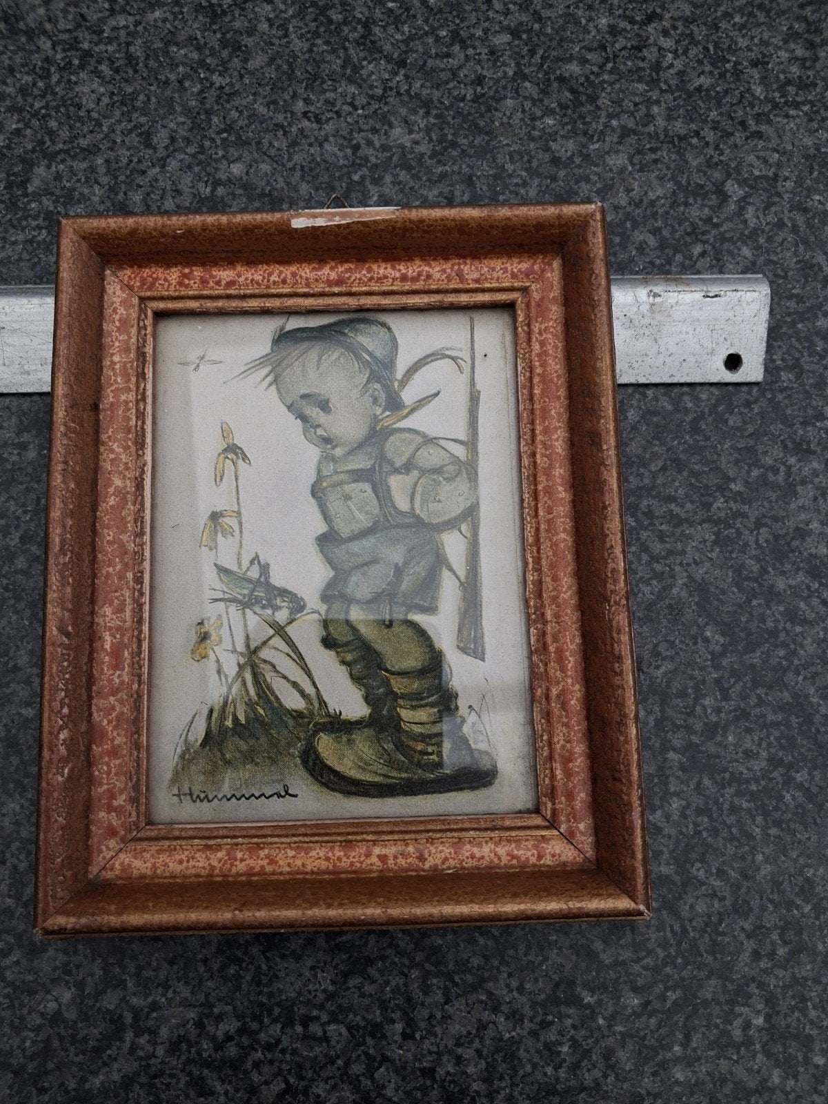 Vintage Hummel Prentje in Houten Lijst, Ophalen of Verzenden