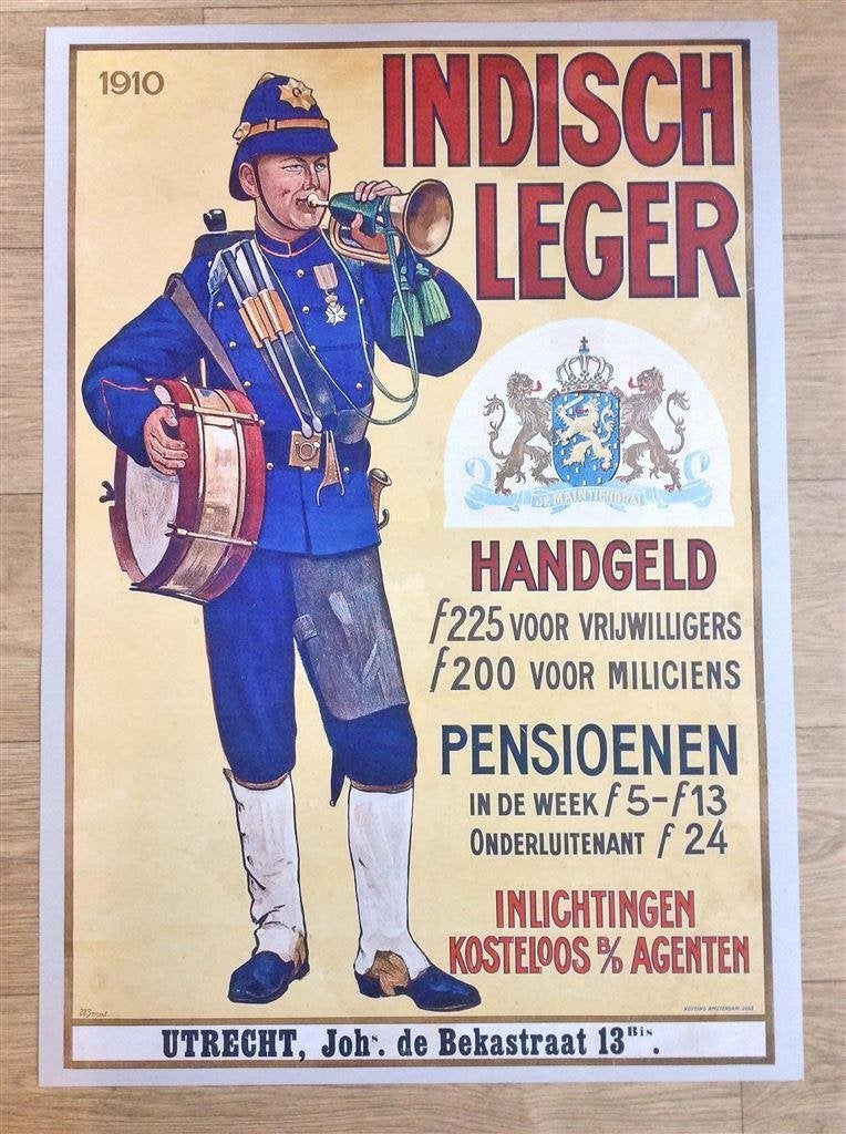 Grote KNIL Nederlands Indie 1910 Propaganda Affiche POSTER