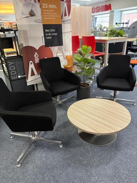 Wagner W cube stoelen 3x & salontafel, Ophalen, Drie, Zwart, Nieuw