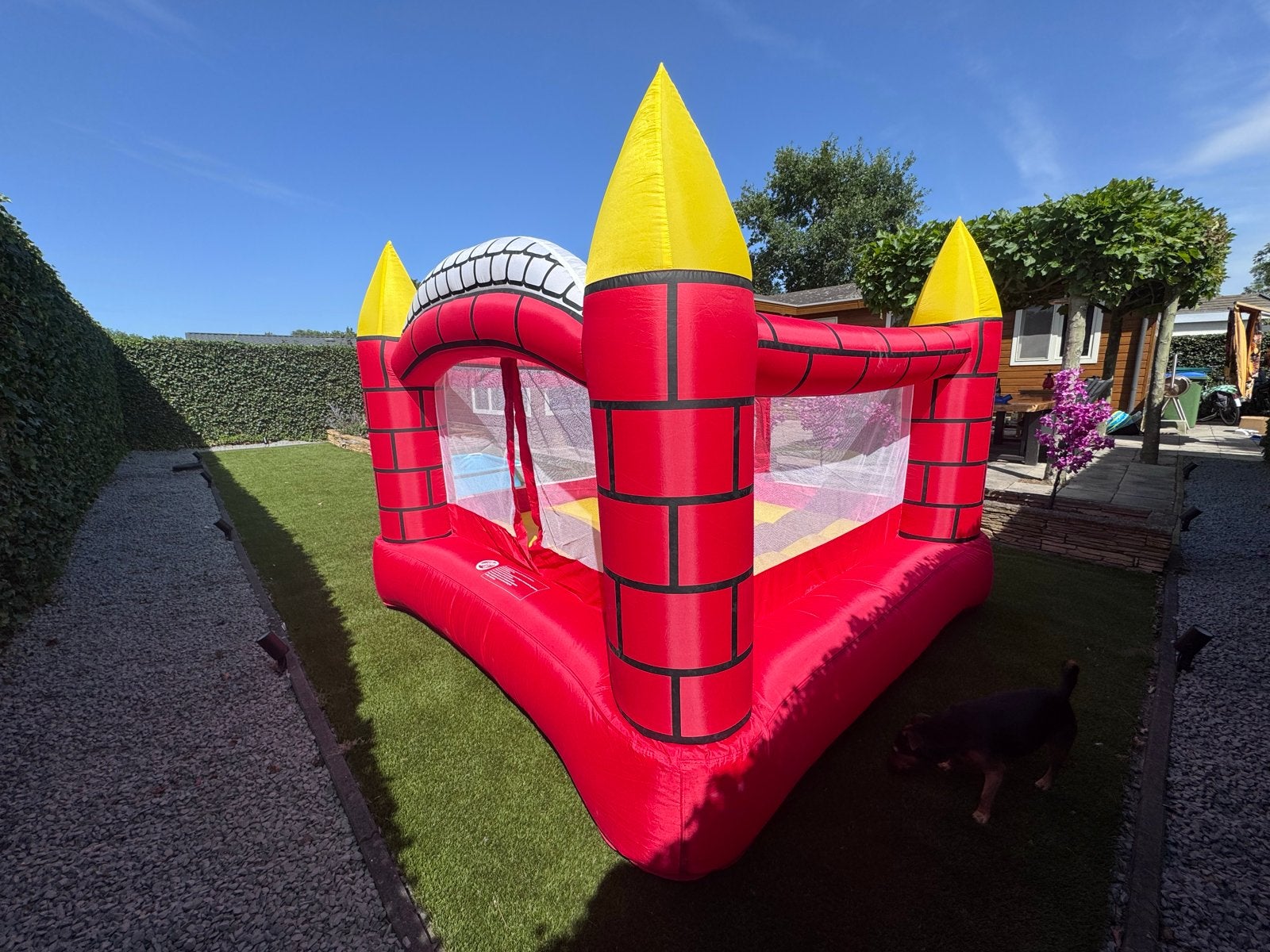 Opblaasbaar luchtkasteel 200x200x100cm met pomp, Ophalen, Zo goed als nieuw