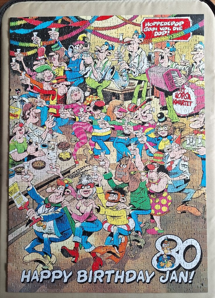 Fijne verjaardag Jan ! - Puzzel v Haasteren - 1000st - P146, Ophalen of Verzenden, 500 t/m 1500 stukjes, Gebruikt, Legpuzzel