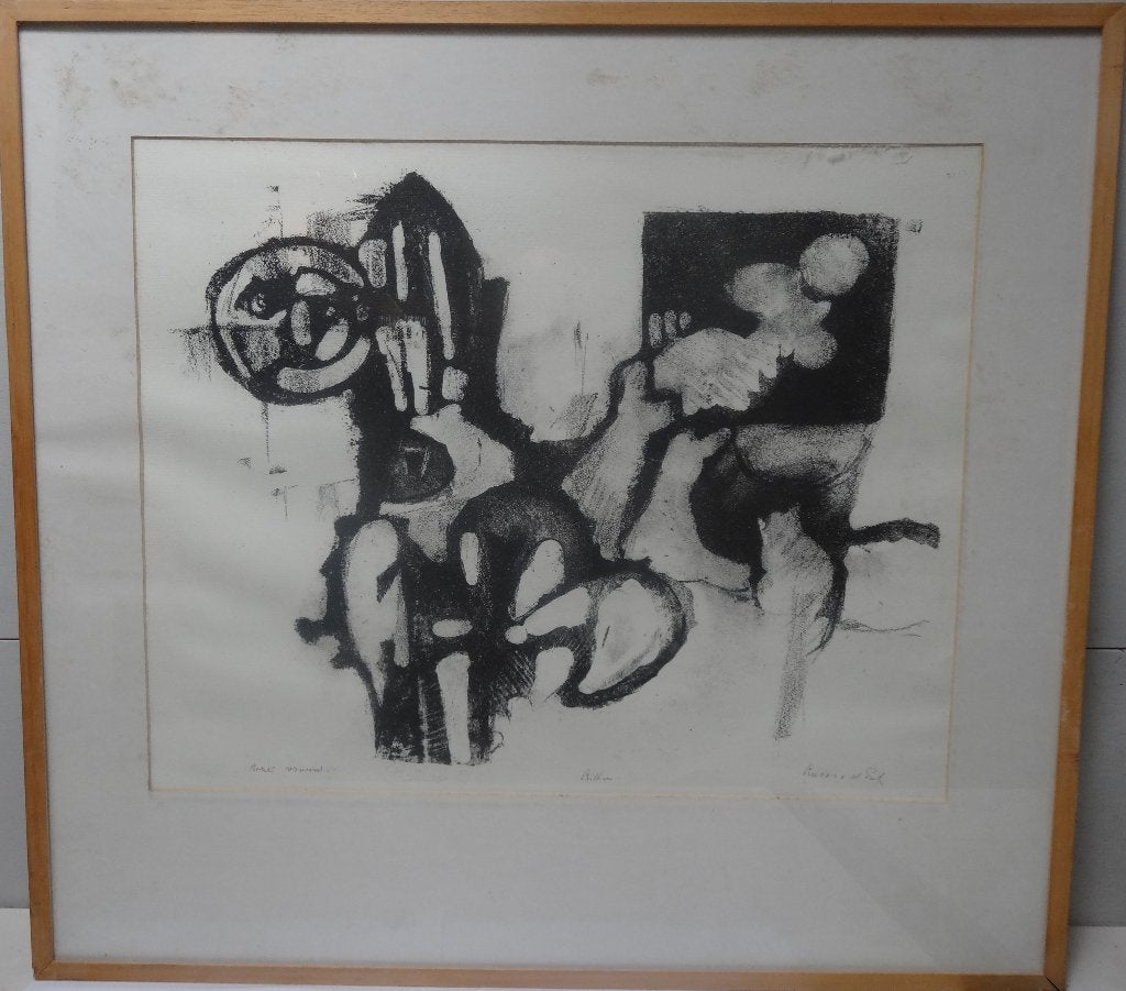 Grote litho Lucas van der Pol "Boze vrouw" Groninger Ploeg, Ingelijst, Ophalen, Abstract, Lithografie