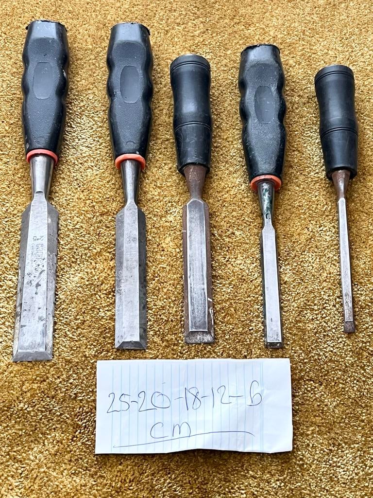 Set van 5 gebruikte beitels (25-20-18-12-6 cm), Ophalen of Verzenden, Gebruikt