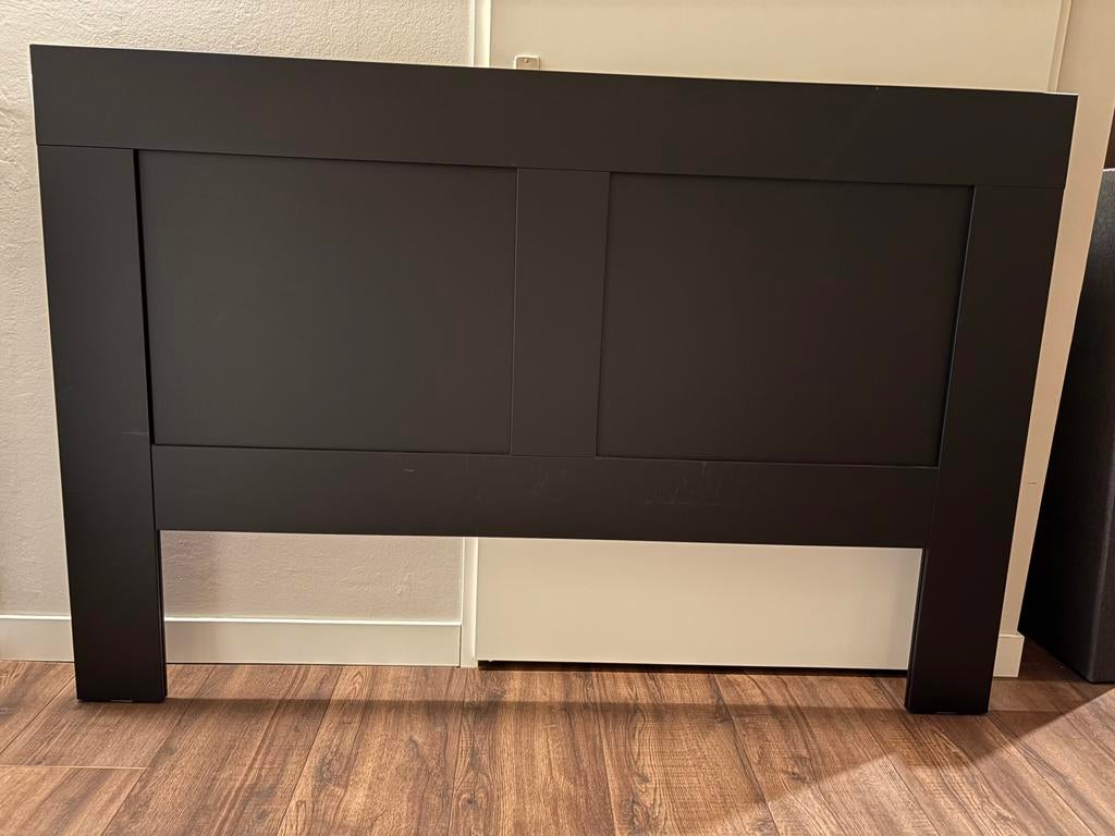 Losse achterwand bed Brimnes 160 breed, Ophalen, Gebruikt, Zwart, Tweepersoons