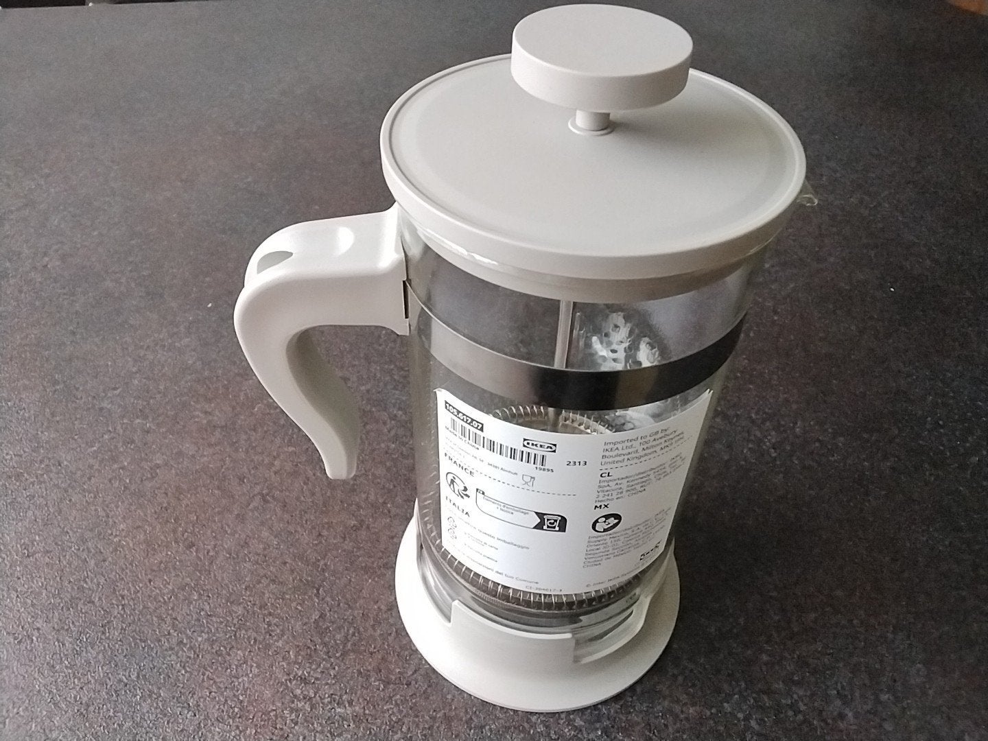 IKEA French Press Koffie- en Theemaker - Glazen Pot, IKEA, Ophalen of Verzenden, Wit, Glas