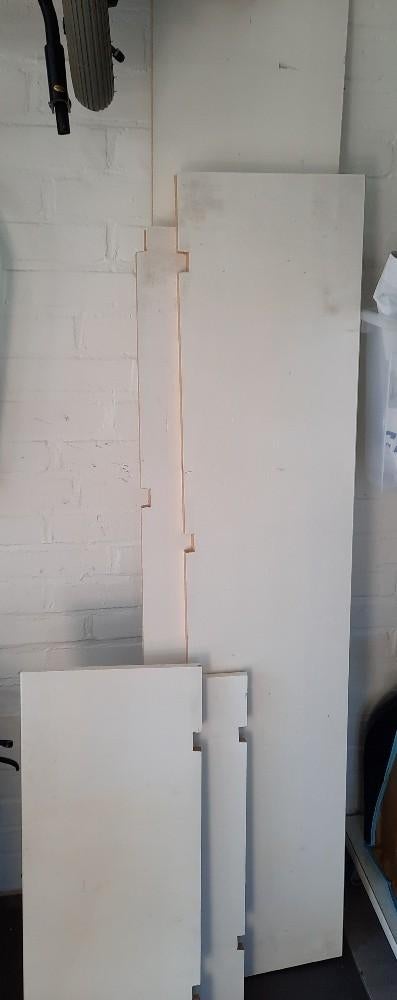 5 WITTE HOUTEN LEGPLANKEN met DRAGERS, Huis en Inrichting, Woonaccessoires | Wandplanken en Boekenplanken, Ophalen, Gebruikt