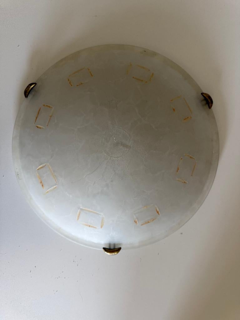 plafoniere 2X (Vintage Grieks patroon), Ophalen of Verzenden, Zo goed als nieuw, Glas, Griekse stijl