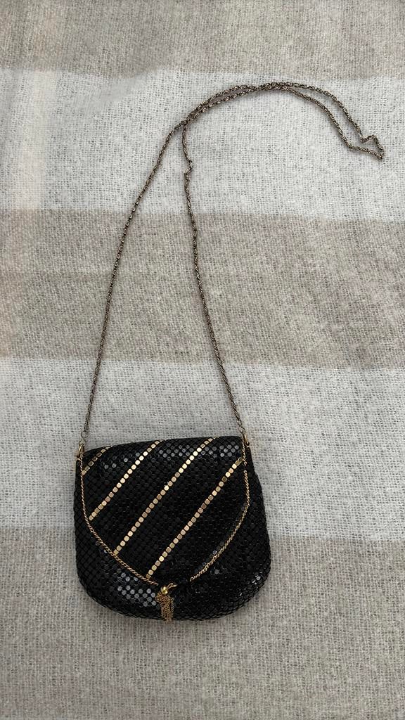 Vintage tasje metaal mesh model, Sieraden, Tassen en Uiterlijk, Tassen | Damestassen, Verzenden, Zo goed als nieuw, Zwart, Avondtasje