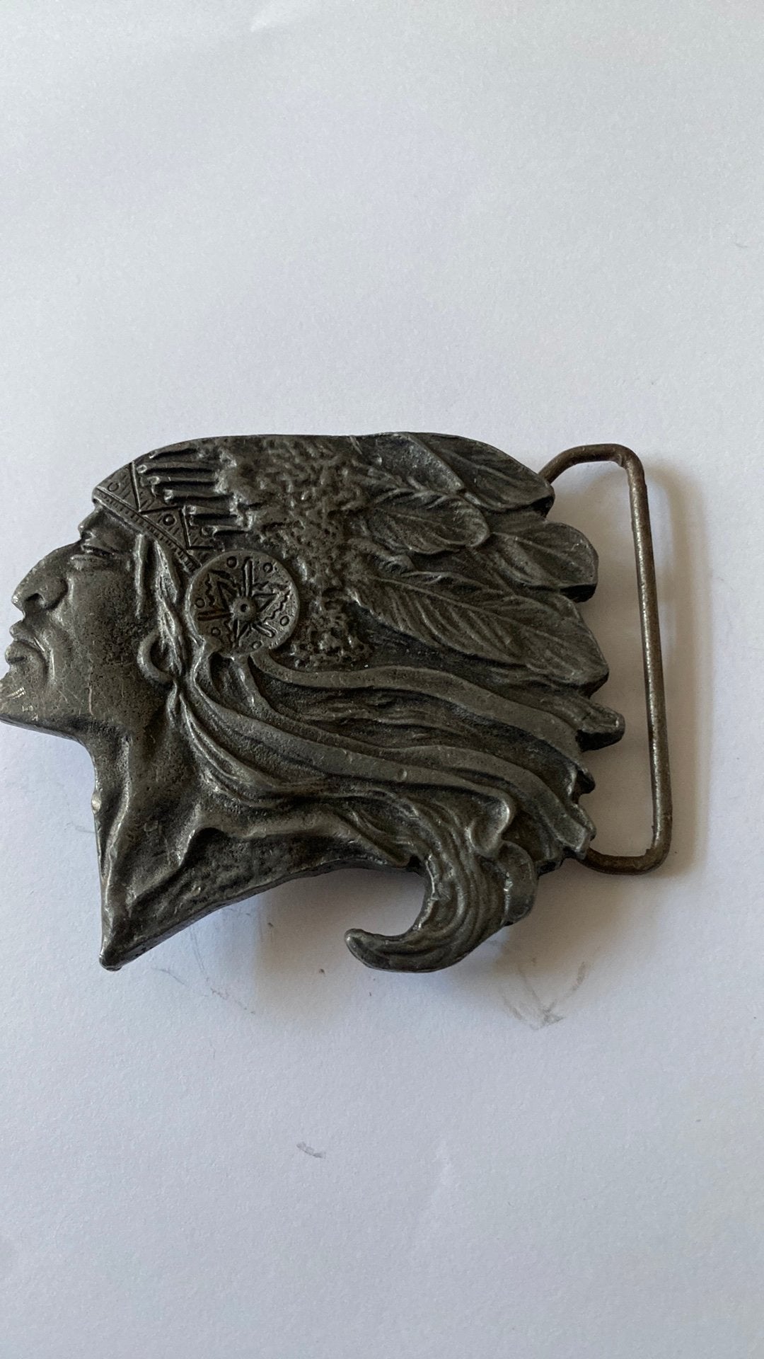 Riemgesp buckel voor een riem indianen hoofd, Ophalen of Verzenden, Zo goed als nieuw, Zwart