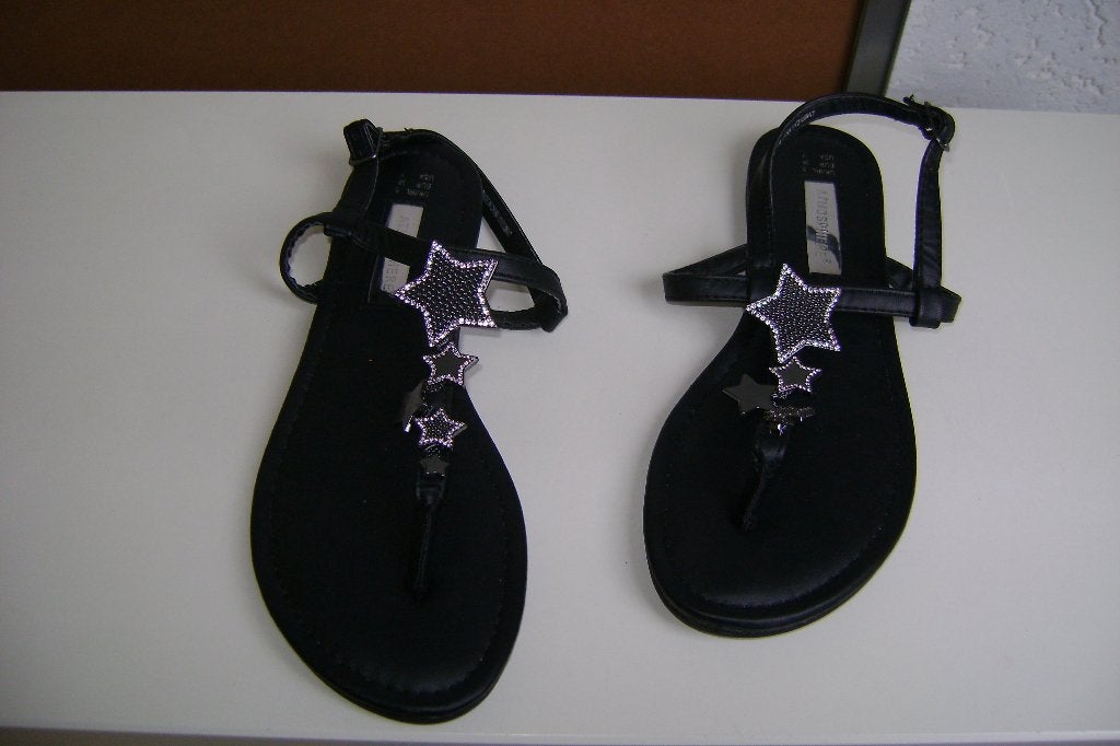 zwarte open schoenen maat 38 met bandje om hiel en sterren, Zwart, Zo goed als nieuw, Sandalen of Muiltjes, Ophalen of Verzenden