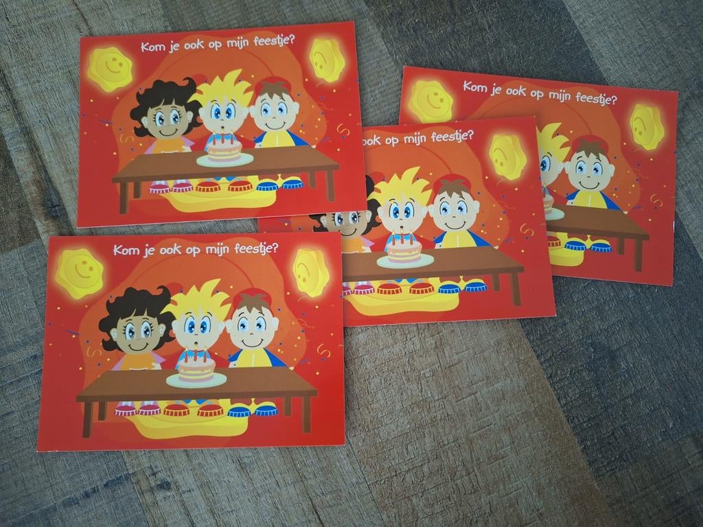 4x Kinderfeestje Uitnodigingen - Kom je ook op mijn feestje?, Ophalen of Verzenden, Nieuw
