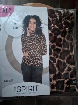 Tijgerprint top merk spirit maat M nieuw in verpakking, Maat 38/40 (M), Bruin, Merk spirit, Nieuw