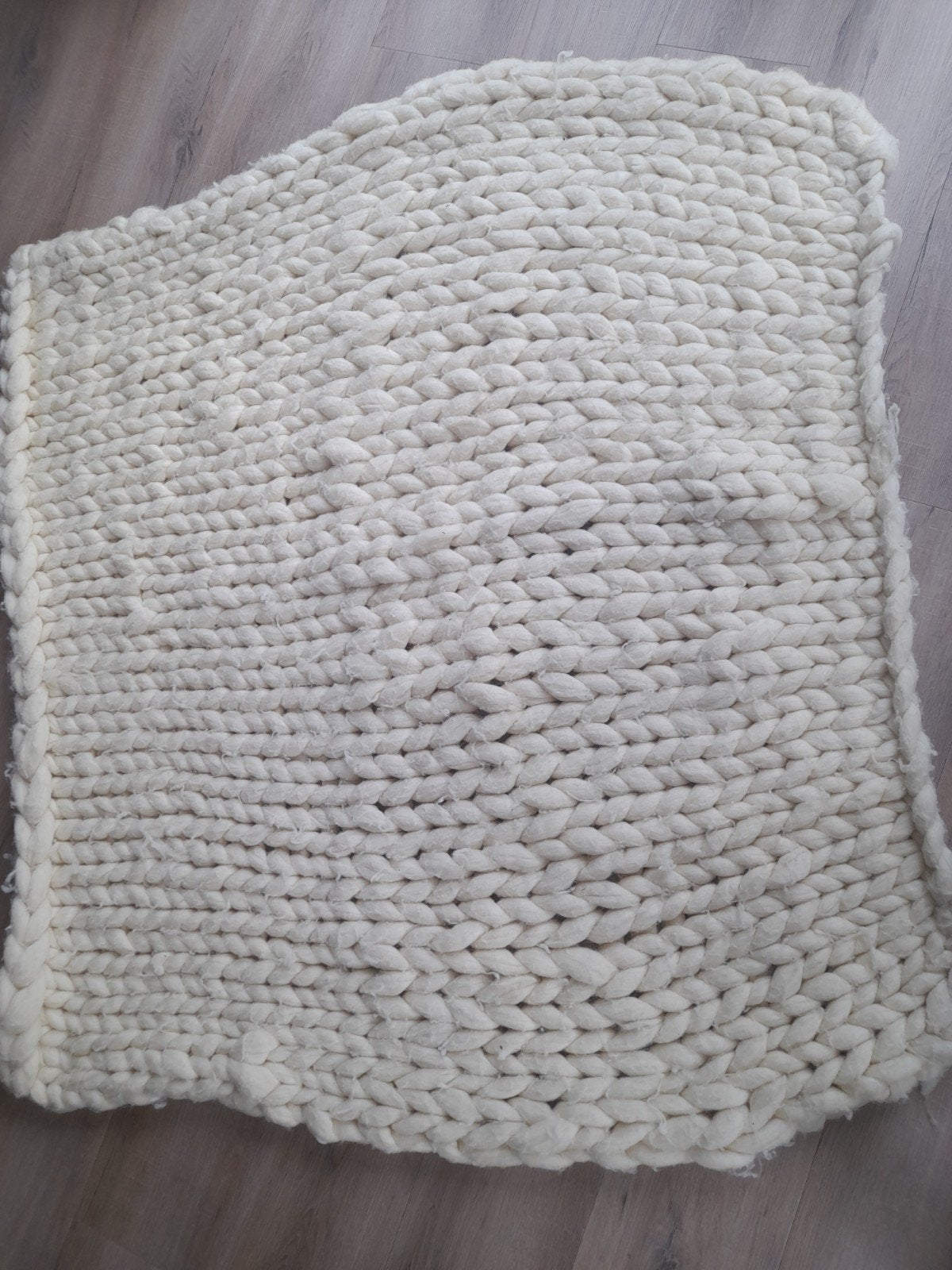 Gebreide plaid van wol, crème/wit, Ophalen, 100 tot 150 cm, 150 tot 200 cm, Crème