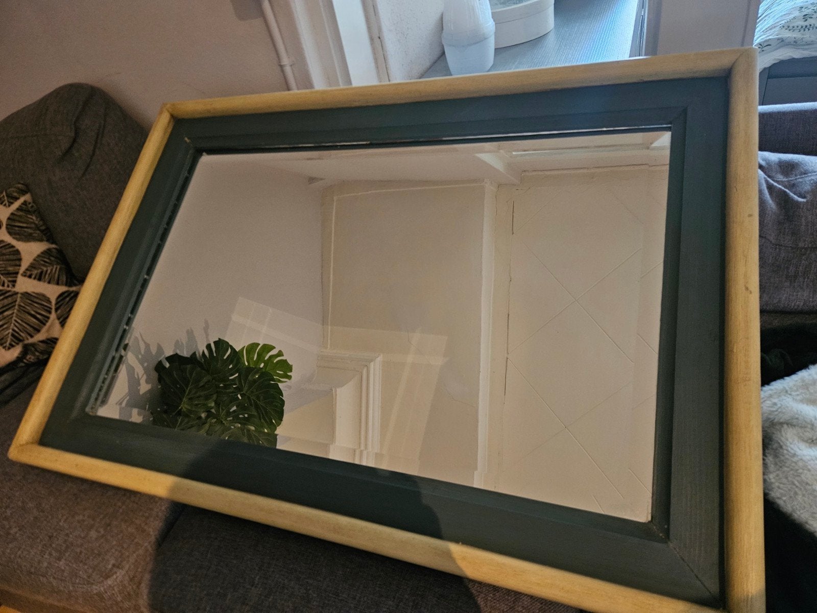 Grote spiegel met houten frame, Huis en Inrichting, Ophalen, Gebruikt, 75 tot 100 cm, Minder dan 100 cm