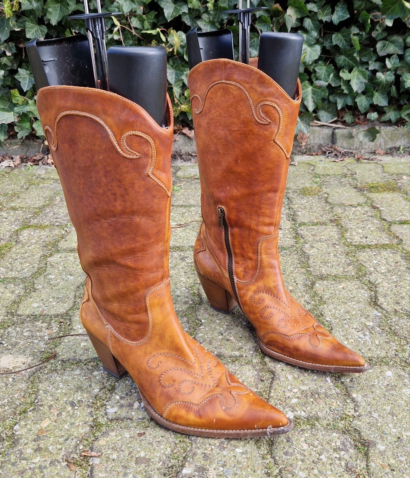 Bruine leren cowboylaarzen - Maat 42, Hoge laarzen, Vero cuoio, Bruin, Ophalen of Verzenden