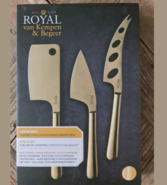 Royal van Kempen & Begeer Kaasmessenset - 3-delig, Huis en Inrichting, Keuken | Bestek, Royal Van Kempen & Begeer, Los bestek