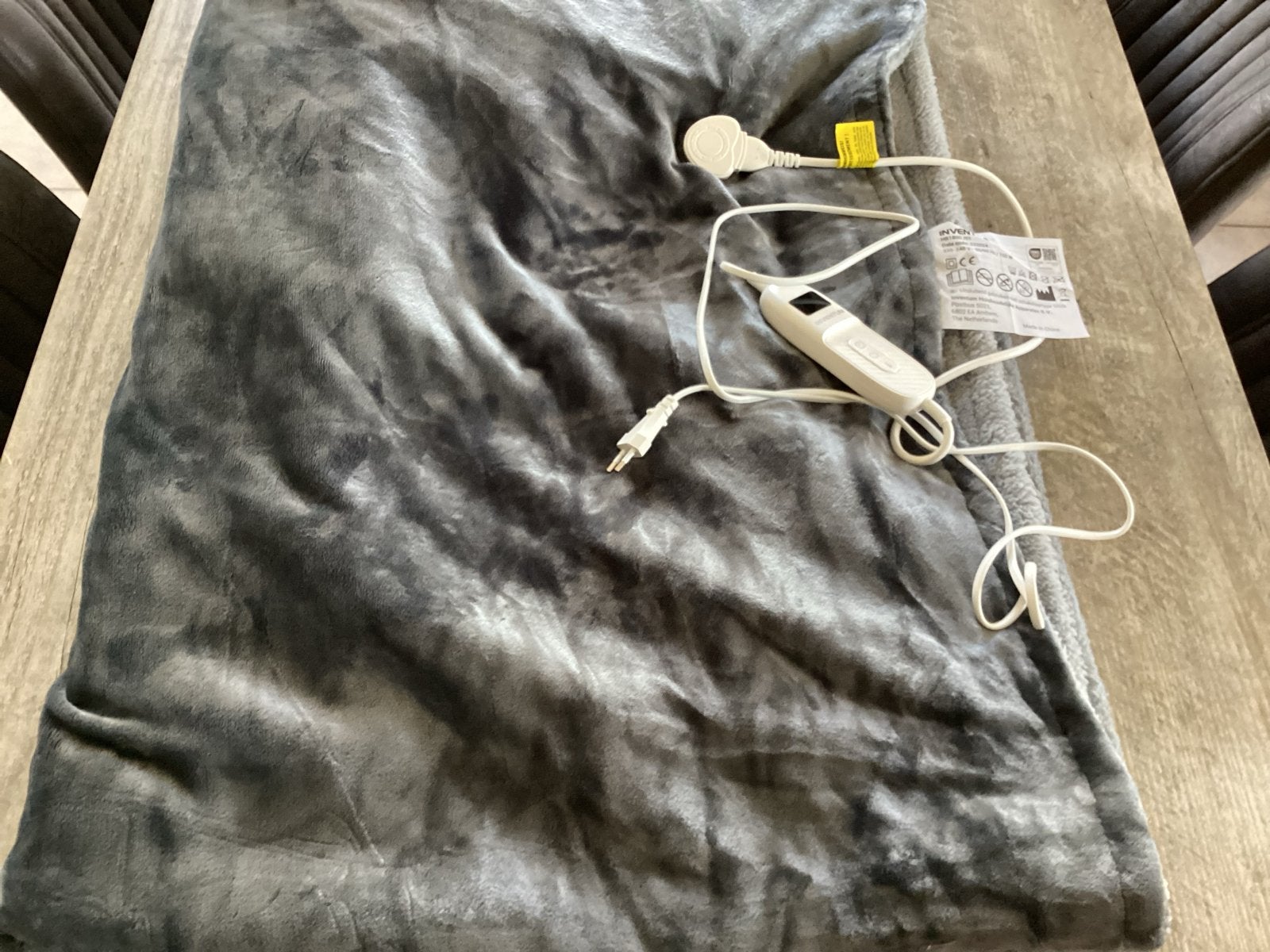 Elektrische deken / warmtedeken - Grijs inventum HB 180G, Huis en Inrichting, Ophalen of Verzenden, Zo goed als nieuw, Fleece