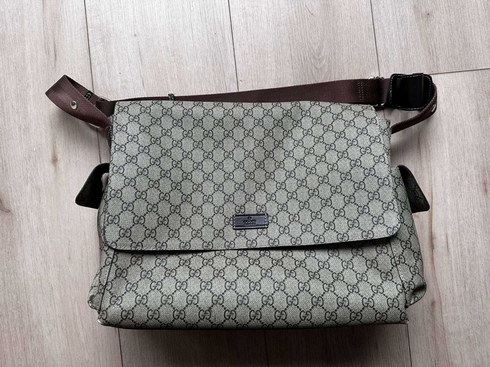 Gucci luiertas met GG Supreme canvas, Ophalen, Gebruikt, Bruin, Overige typen
