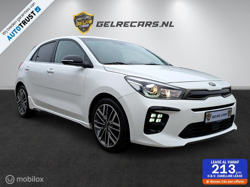 Kia Rio 1.0 TGDI GT-Line TOPPER 120 pk !, Voorwielaandrijving, Gebruikt, Zwart, Leder en Stof